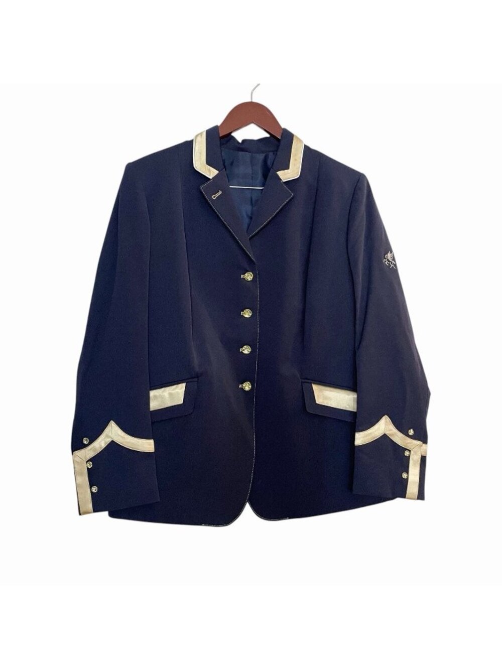 Flying Changes Ladies Charlotte Short Equestrian Jacket Navy Gold US 16 NWT!